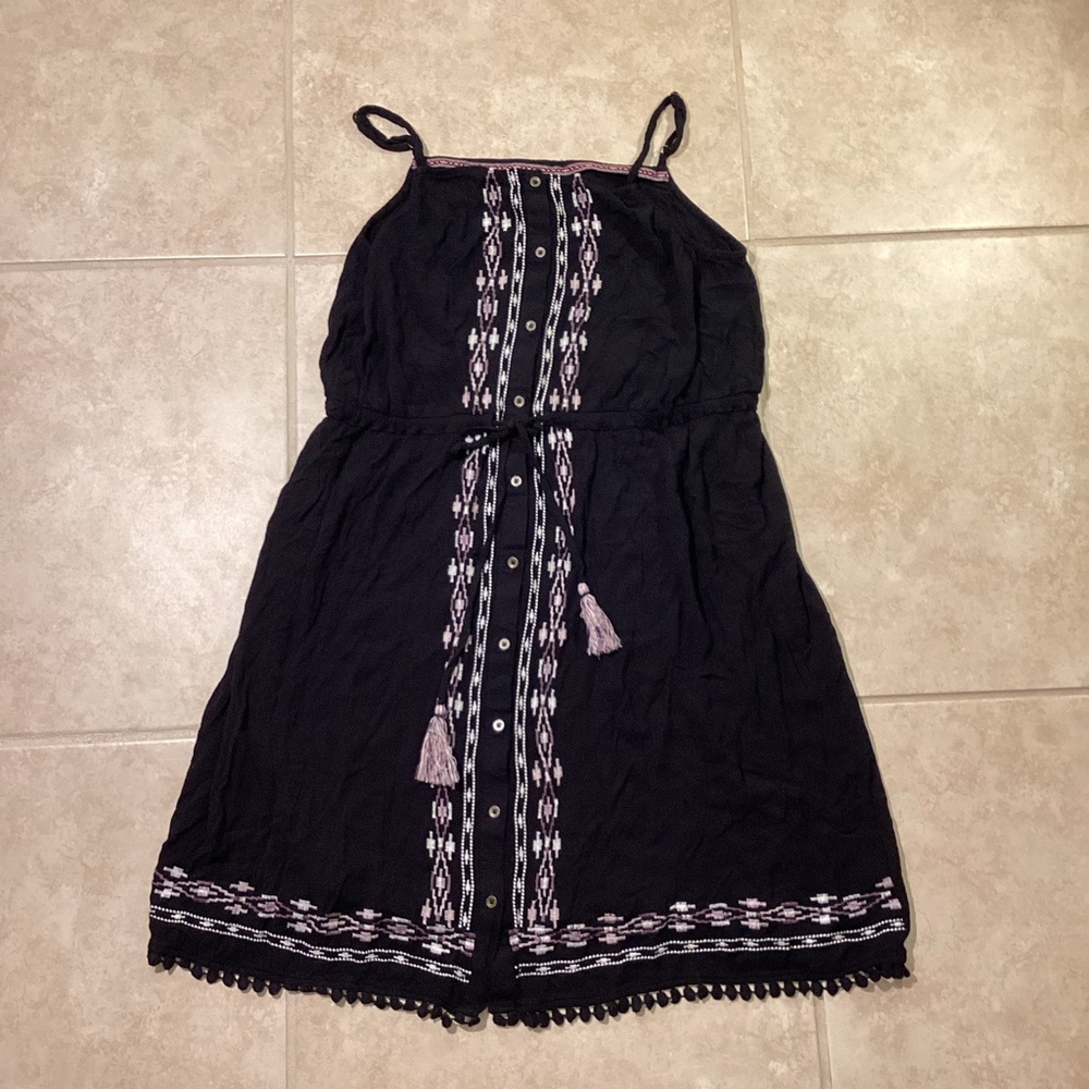 Knox Rose Black Spaghetti Strap Embroidered Buttoned Dress Women’s Size …
